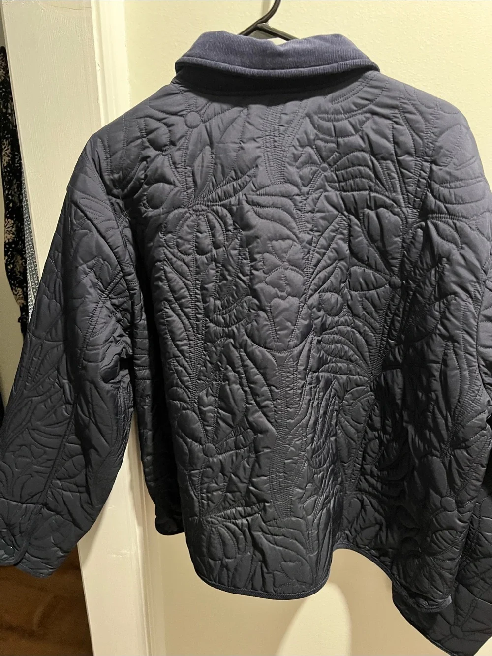 Quilted Navy Women's Jacket - Classic Collar